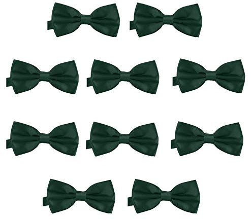 DonDon 10er Set Herren Fliege 12 x 6 cm gebunden und längenverstellbar dunkelgrün