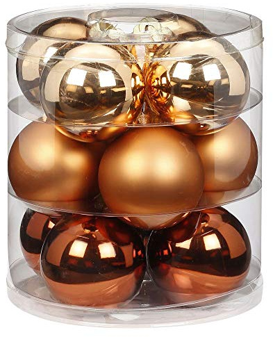 MAGIC Weihnachtskugeln Glas 8cm 12 STK. Christbaumkugeln Farbe: Winter Toffee (braun)