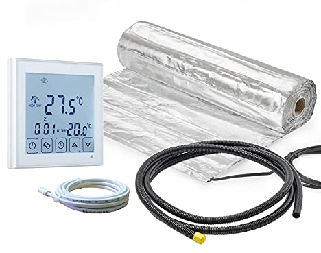 ew direkt elektrische Fußbodenheizung AluPro 140 für Laminat/Klickvinyl mit Thermostat RT-45 (1 m² - 0,5 x 2 m)