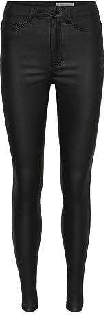 Noisy May Womens Nmcallie Hw Skinny Coated Pants Noos Trouser, Black Coated, S UK