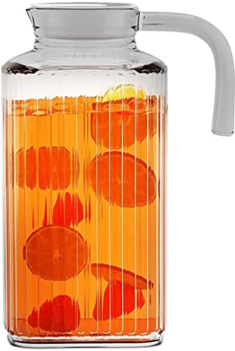 Fridge Pitcher – 60 OZ. Glass Water Fridge Pitcher with Lid By Home Essentials & Beyond Practical and Easy to use Fridge Pitcher Great for Lemonade, Iced Tea, Milk, Cocktails and more Beverages.