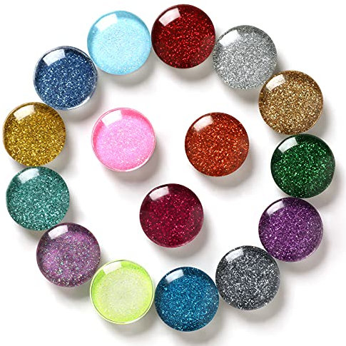 Lot de 16 aimants de réfrigérateur avec inscriptions en anglais - en verre de cristal pour maison, bureau, tableau blanc, photos, fête, vacances, cadeau (dégradé de couleurs)