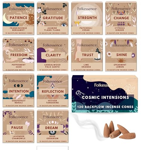 Folkulture Backflow Incense Cones for Waterfall - Set of 12 (120 Cones) | No Charcoal,Organic,Non Toxic Frankincense, Palo Santo, Autumn Fall Scented Inscents-Cones for Meditation,Aromatherapy, Gifts