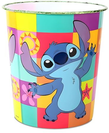 Zawadi Global Stitch Kids Childrens Waste Bucket Paper Bin Basket for Bedroom Study Desk Dustbin