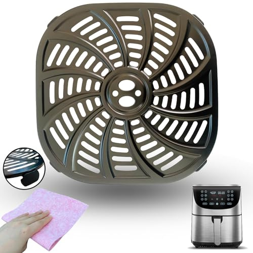 GSZN 7QT Air Fryer Grill Pan for Gourmia GAF778 Air Fryers, Upgraded Air Fryer Grill Crisper Plate Tray Insert Rack Grate Grid Shelf for Gourmia 7QT Air Fryers, Nonstick, Dishwasher Safe