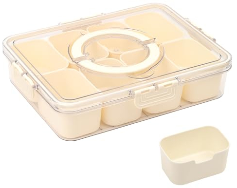 EPHOSHI Snack Tray with Lid,Snack Box with 8 Compartments,Portable Snackle Box,Divided Serving Tray for Snacks,Fruit,Candy,Cookies Etc.