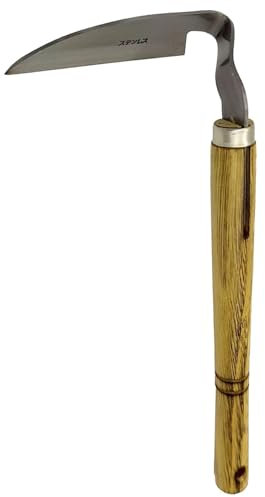 Outil de jardin faucille, outil de jardin faucille à main - Houe faucille de désherbage avec manche en bois dur - Coupe-faux pour un travail rapide, le désherbage et le creusement pour le jardinage