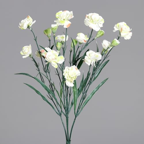 Trossnelkenbusch 50cm DP Kunstblumen künstliche Nelke Nelken Trossnelken Blumen (Weiß)