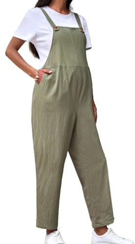 KINLYBO Overol de maternidad con cintura ajustable, pantalones casuales sueltos de algodón