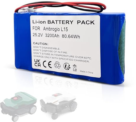 25.9V 3200mAh Akku kompatibel mit Ambrogio Akku Wiper Techline 015E00600A, Ambrogio Rasenmäher L15, L15 Deluxe, L20 b, L20 Deluxe, L20 Twenty, L20e Lite, i70, i100S, i130S, Next Tech D1