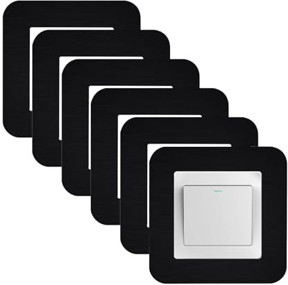 CANGCANG 6PCS Light Switch Surround Black, Light Switch Protector Cover Plates, Self Adhesive Simple Light Switch Plates Frame, Wall Socket Stickers for Home Decor
