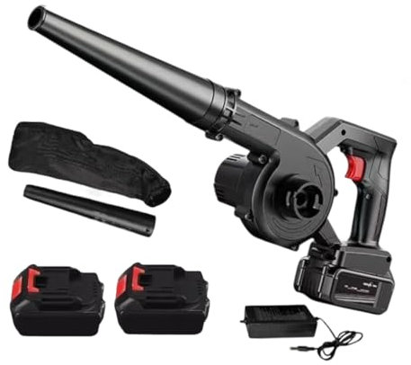 BDIT 2-in-1 Cordless Brushless Battery Blower & Vacuum – Compatible with 2 Battery – Electric Leaf Blower for Lawn Care, Car Cleaning, Dust & Bubble Removal, color blue or black