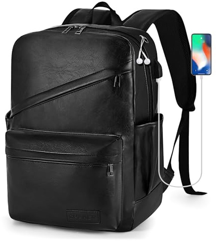 SPAHER Zaino da Viaggio Pelle Aereo 40x30x20 Wizzair Zaino Porta PC 15,6 Pollici con Porta di Ricarica USB Piccolo Zaini da Cabina Lavoro Ufficio Donna Uomo 25L Bagaglio a Mano Travel Backpack