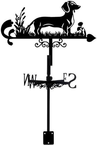 PRESSINART Dog Weathervane Roof Mount Metal Wind Vane Black Animal Pattern Iron Decorative Weathercock Wind Direction Indicator Tool for Farmhouse Sheds Garden Home Outdoor Decoration 9.4 x 14 Inch