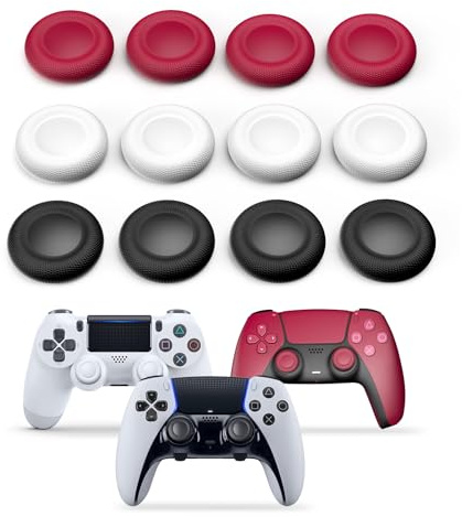 NEWDERY 12PCS Thumb Grip Joystick Caps for PS5/PS4 Controller, Non-Slip Laser Textured Grip Design, Wear-resistant Analog Stick Replacement Caps for PS5/PS4 Controller, Mixed Colors