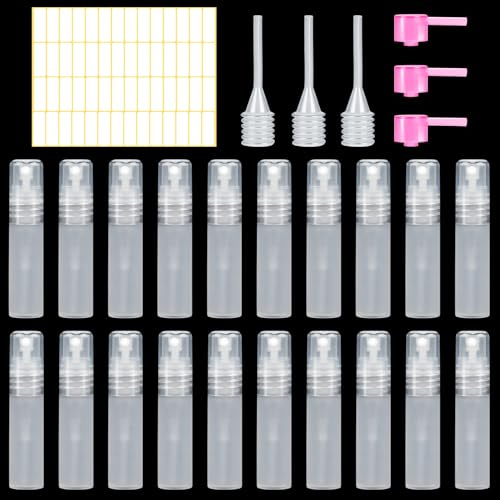 Becellen 20×5ml Atomizador Perfume Recargable, Mini Bote Spray Pulverizador Decants Perfumes PerfumadorPequeño Antifugas Reutilizable para Viajes Limpieza