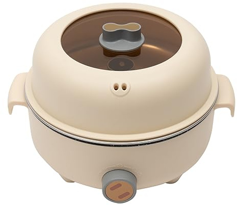 Pentola elettrica da 600 W, 220 V, 1,5 l, con vapore, antiaderente, mini padella elettrica con manico anti-scottatura, multi-fornello portatile per dormitorio, campeggio, famiglie, cachi