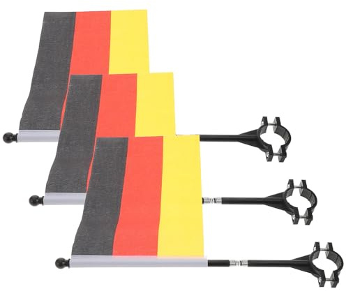 Beavorty 3 Piezas Banderas Decorativas para Bicicletas Bandera Alemana, Juego de Asta Pequeña para Manillar, Material Resistente, Señal de Seguridad para Ciclismo y Accesorios para Bici
