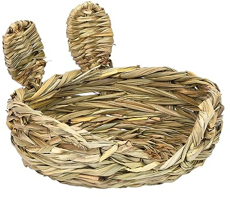 FLCPJGV Cama de Hierba para Conejo Cama Tejida Confortable con Casa de Césped Creativa para Nido Decorativo Apto para Jardín Hotel, Estilo de Media Apertura