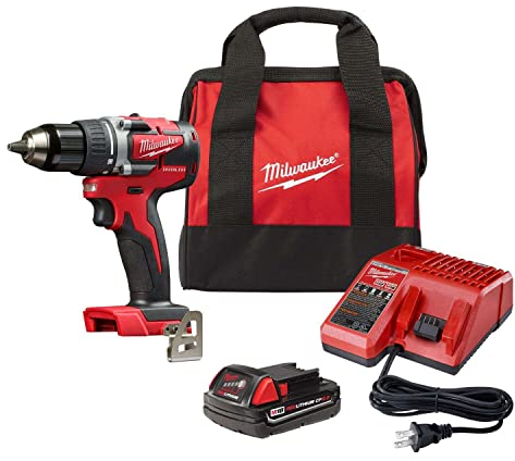 Milwaukee M18 18V Lithium-Ion 1/2 Inch Cordless Drill Driver Compact Kit 2606-21CT