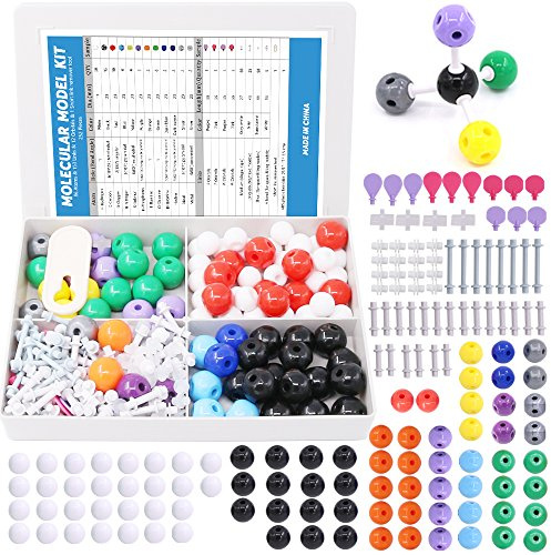 Swpeet Kit de modèle moléculaire 252 pièces pour Enseignant et étudiant moléculaire inorganique et Organique – 86 atomes et 153 Liens, 12 orbitales et 1 Outil de Retrait de maillons Courts