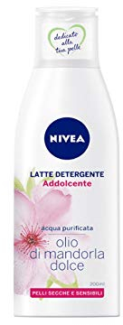 Nivea – Leche desmaquillante facial suave, eficacia impermeable, desmaquillante, hidratación y calma, sin secar, aceite de almendras dulce e hidraminas, vegano – piel seca y sensible – 200 ml