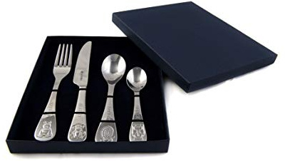 Childrens Kids Personalised Jungle Animal Cutlery Set in Presentation Box Engraved