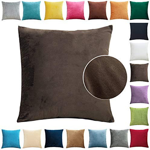 Brfash Samt Kissenbezug Kissenhülle Dekoration Sofa Schlafzimmer Home Car kissenhüllen mit verdecktem Reißverschluss Kissenbezug 1 Pcs Dunkelbraun 18x18/45X45CM