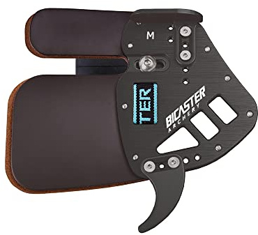 BICASTER ASA Finger Tabs Pelle di Vacchetta Viso+Piastra in Alluminio per Olimpico Ricurvo (Medio, Destro)