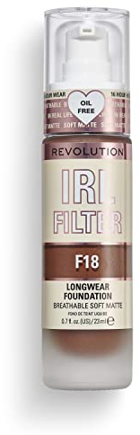 Makeup Revolution, IRL Filter Longwear Foundation, Medium to Full Coverage, F18, 23ml