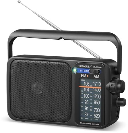 AM FM Radio with Best Reception,Bluetooth Portable AM FM Transistor,Battery Operated Radio or AC Power,Large Dial,Headphone Jack, Gifts for Seniors Elderly