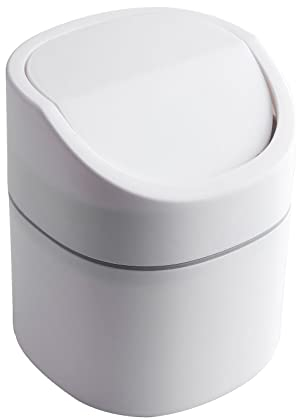GOCUODE Mini Cestino da Tavolo,Cestino Spazzatura con Coperchio,Piccolo Cestino per Camere da Letto, Sale da Pranzo, Bagni, Uffici Ecc. (Bianco)