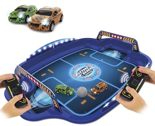 Ninco - Supercup Goalcars | Fjärrstyrd bil för barn | Hybrid som kombinerar radiostyrd körning och fotbollsteknik, 2 fordon i 1/64:e skala utrustade med lampor (NH93181)