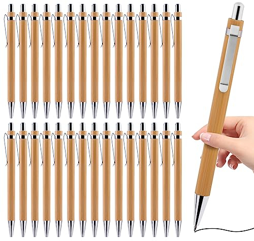 Nizirioo Wiederverwendbar Holz Kugelschreiber Set: 30 Stück Holz Kugelschreiber Schreibgerät, Nachhaltiges Stylisches Flüssig für den Alltag Büro als stilvolles Schreibgerät