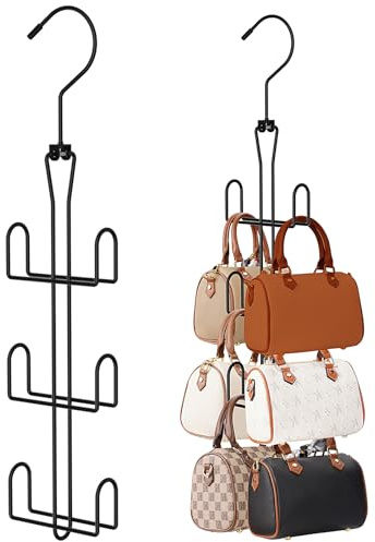 Ulimart Purse Hanger 2 Pack,Purse Organizer for Closet,Rotatable Metal Bag Organizer,Purse Holder for Handbags,Belts,Scarves,Tote,Baseball Hats,Backpacks(Black)