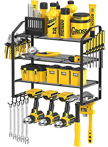Power Tool Organizer Organizzatore di attrezzi Conservazione Supporto a parete Batteria Trapano avvitatore a percussione, Heavy duty Trapano elettrico Montaggio a parete Cacciavite Organizzazione