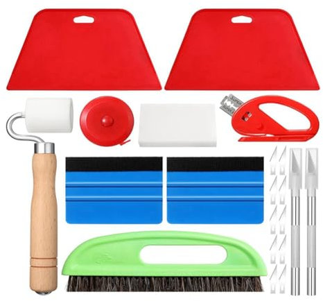 Desikixudy Kit D'Outils de Lissage de Papier Peint avec Lisseuse, Rouleau à Couture, Kit de Pinceaux pour la Pose de Papier Peint, Papier Autocollant.