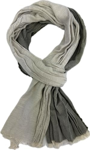 Rotfuchs Écharpe en coton pour femme et homme - Aspect froissé - Aspect bicolore - Vert - Gris clair - Fabriqué en Allemagne, Vert/gris clair, 180 x 20 cm (L x B)