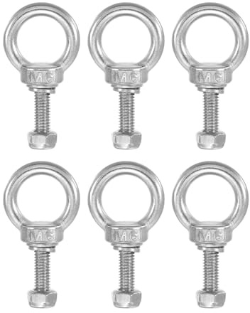 PATIKIL Pernos de Ojo para Levantamiento de Hombro M6x20 Acero Inoxidable 304 Rosca Macho con Tuerca Hexagonal Arandela Plana para Colgar y Asegurar Cadena Alambre 6 Juegos