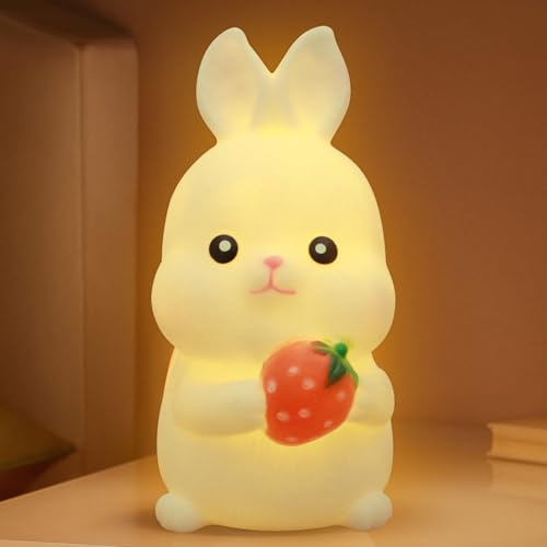 KOIROI Nachtlicht Kinder Hase, Hasenlampe, Silikon Hasen Lampe, Stilllicht Nachtlicht, LED Nachttischlampe Kinder, Kawaii Hase Nachtlampe Geschenke für Mädchen Junge Kinderzimmer Deko, Ostern Deko