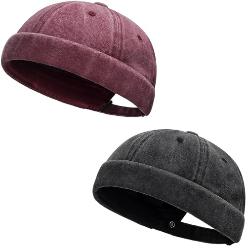 Initlove Cappello Docker da Uomo Berretto Vintage Senza Tesa Cappello da Marinaio Beanie, Taglia unica