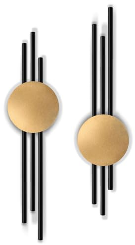 YiYa 2 Stück Metall Wand Dekoration Metall Geometrische Wanddekoration Schwarzes Minimalistische Wanddekoration Vertikale Abstrakte Wandkunst für Zuhause Wohnzimmer Schlafzimmer