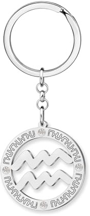LONYOO Cadeaux Astrologie pour Femmes Filles Acier inoxydable Signes du Zodiaque Porte-clés Accessoires Constellation Cadeaux Horoscope Zodiaque Charms