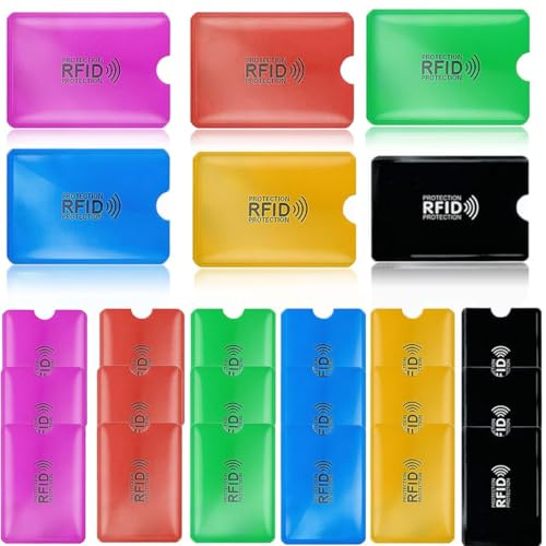 COYUN 24 Pezzi Custodie Blocco RFID per protezione carte di credito, Antifurto con schermatura RFID per carte contactless, RFID Porta Carte, Antitaccheggio Porta Carte di Credito, Argento Oro