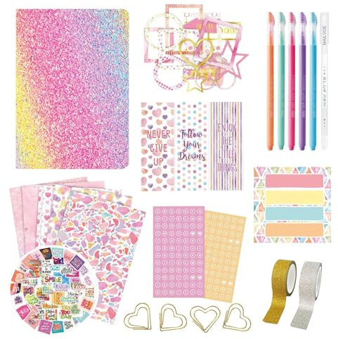 Kreativt journalset | journalföring konst hantverkssats, flickor journal klippbok kit, barn skriva anteckningsböcker, kreativ bok för, skolanvändning ålder 4+