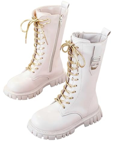 Stivali Bambina Bambino Invernali Caldi Foderati in Pile Alti Stivali Chiusura Lampo Laterale con Lacci Scarpe Suola Spessa e Piatta Antiscivolo Scarpe