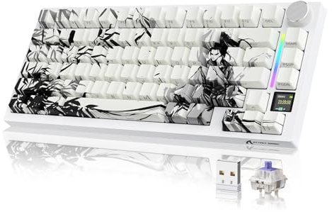 YINDIAO ATTACK SHARK X820 Ultra Gasket Mekaniskt Tangentbord med TFT-skärm och Vred, 75% ANSI-layout, 2,4 GHz/BT/Kabelansluten, 5 Ljudabsorberande Skum, Hot-Swap, för PC, MAC (Mörk Krigare)