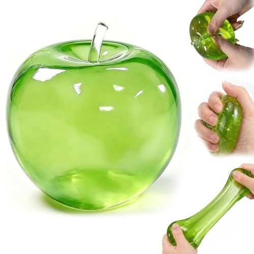 Squishy Pomme, Jouet Anti-Stress Pomme Verte,Squishy Anti Stress, Pomm-e Écrasante en Gel pour Soulagement du Stress, Squish-y Transparent, Jouet Sensoriel pour l’Anxiété pou-r Adultes et Enfants Toy