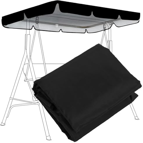 Vattentät utomhus gunga baldakin ersättningstopp 210D silverbelagd ox-duk för 2-3-sits trädgård gungstol (storlek: 165 x 115 x 15 cm)