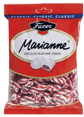 Fazer MARIANNE - Bonbons A La Menthe Fourrés Au Chocolat Au Lait Rouge Finlandais Sac De 220g